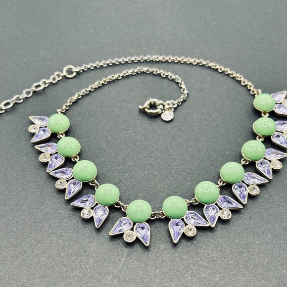 J Crew Lotus Design Rhinestone Necklace - Picture 3 of 4